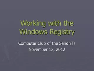 working with the windows registry