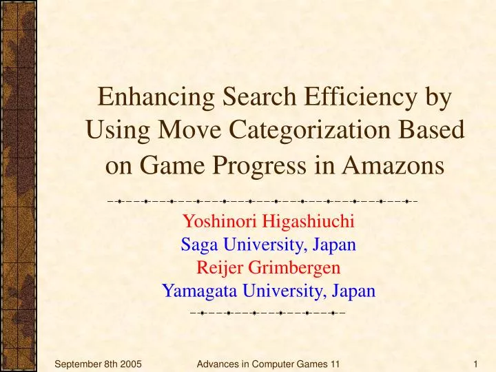enhancing search efficiency by using move categorization based on game progress in amazons