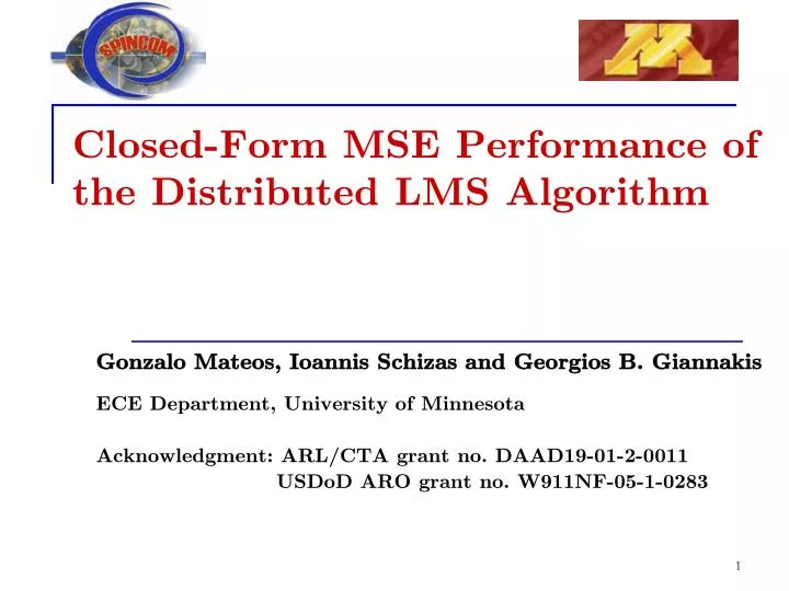 closed form mse performance of the distributed lms algorithm