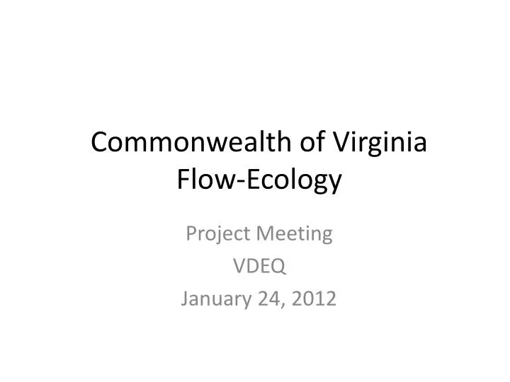 commonwealth of virginia flow ecology