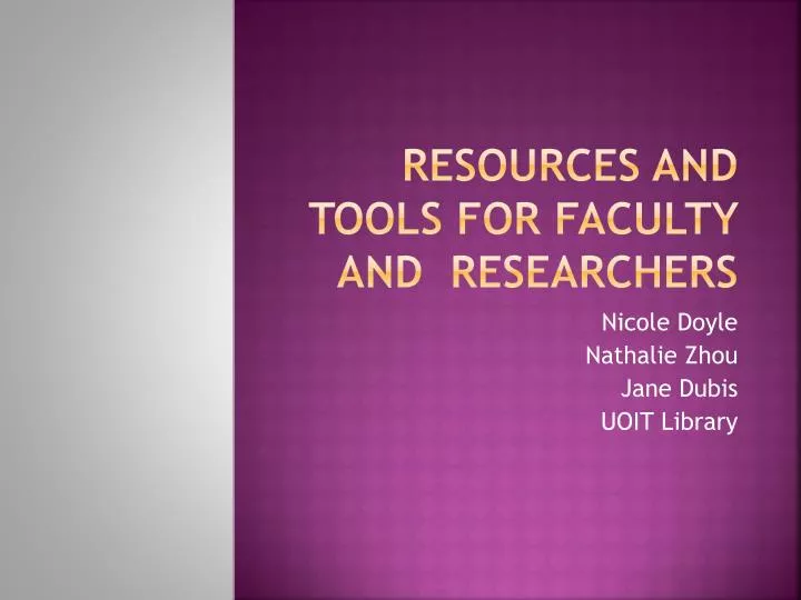 resources and tools for faculty and researchers