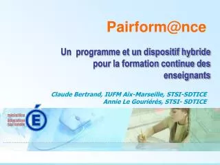 un programme et un dispositif hybride pour la formation continue des enseignants