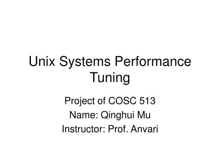 unix systems performance tuning