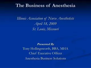 The Business of Anesthesia