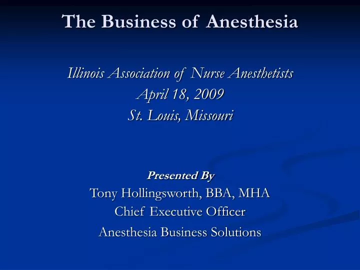 the business of anesthesia