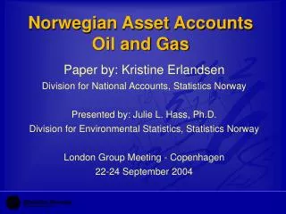 Norwegian Asset Accounts Oil and Gas