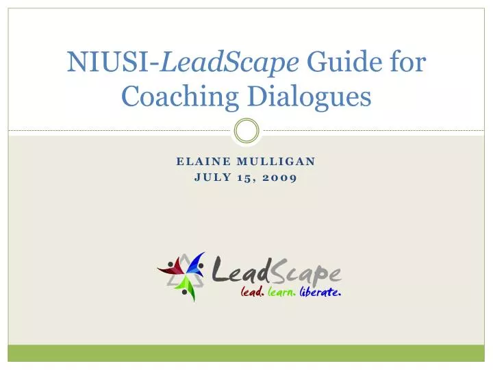 niusi leadscape guide for coaching dialogues