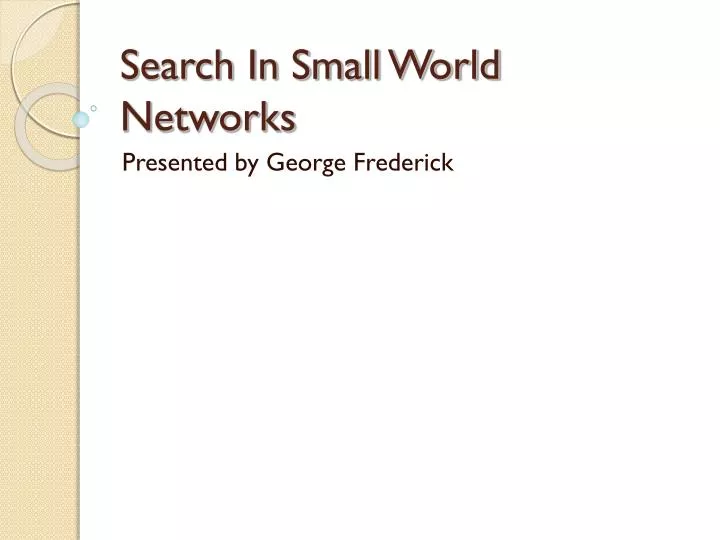 search in small world networks
