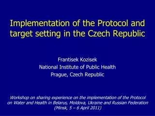 Implementation of the Protocol and target setting in the Czech Republic