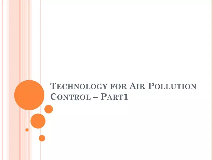 technology for air pollution control part1