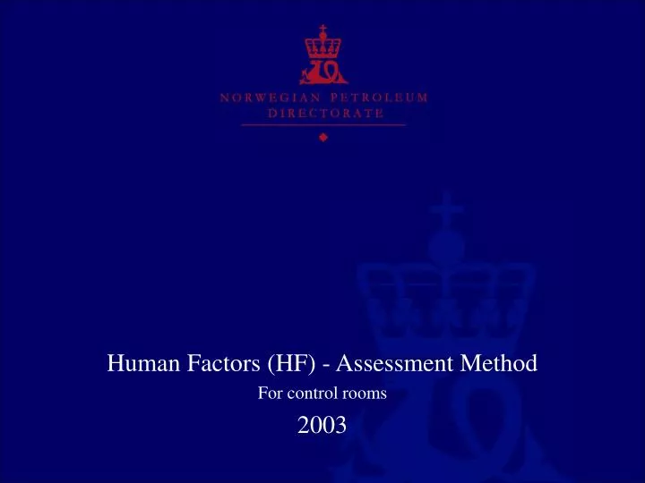 human factors hf assessment method for control rooms 2003