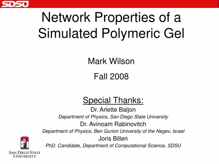 network properties of a simulated polymeric gel