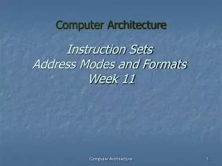 Instruction Sets Address Modes and Formats Week 11