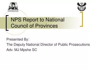 NPS Report to National Council of Provinces