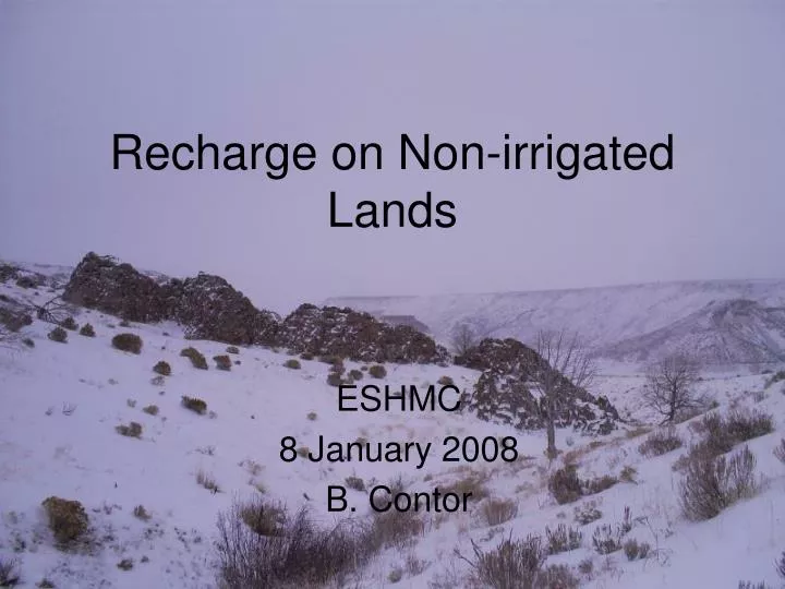 recharge on non irrigated lands