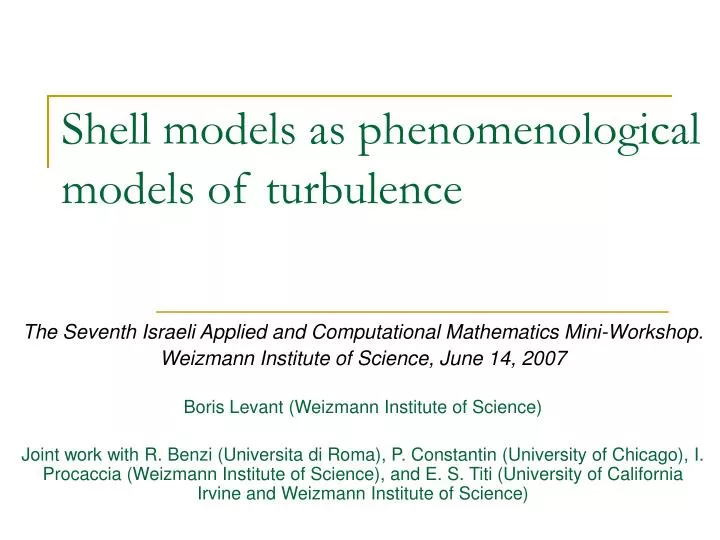 shell models as phenomenological models of turbulence