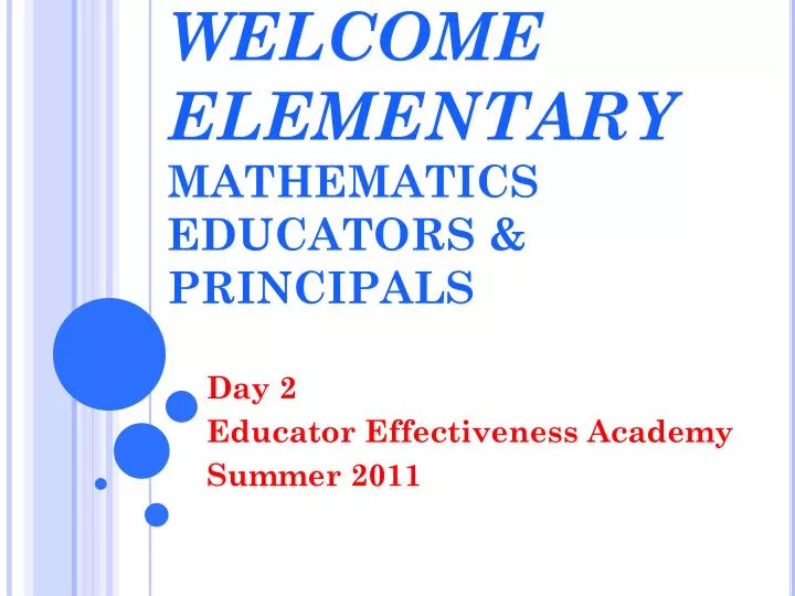 welcome elementary mathematics educators principals