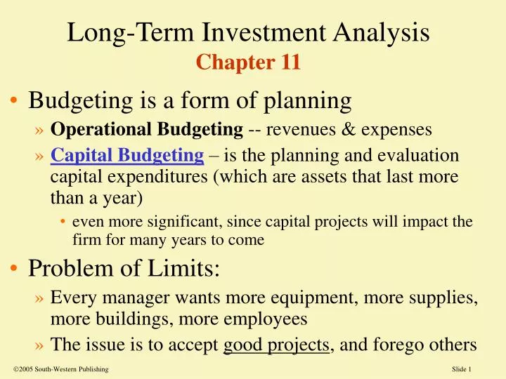 long term investment analysis chapter 11