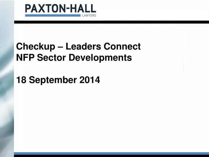checkup leaders connect nfp sector developments 18 september 2014