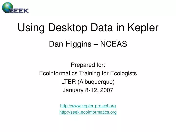 using desktop data in kepler