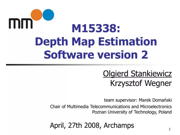 m 15338 depth map estimation software version 2