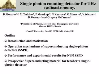 Single photon counting detector for THz r adioastronomy .