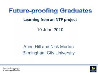 Anne Hill and Nick Morton Birmingham City University