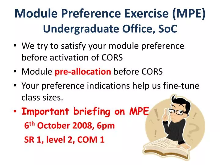module preference exercise mpe undergraduate office soc