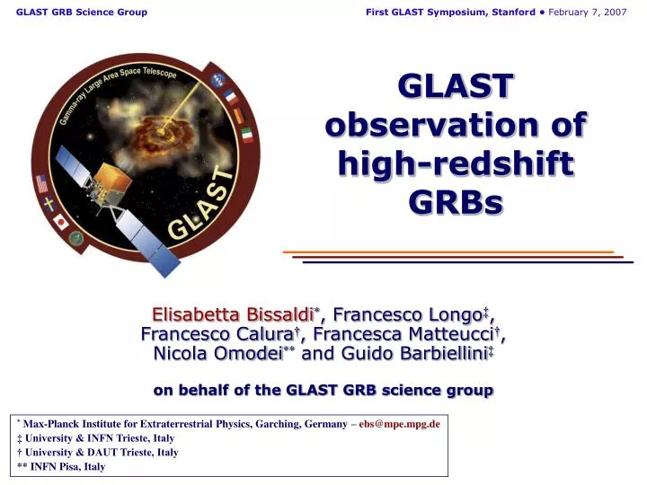 glast observation of high redshift grbs