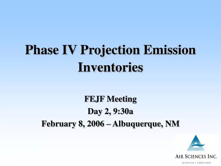 phase iv projection emission inventories