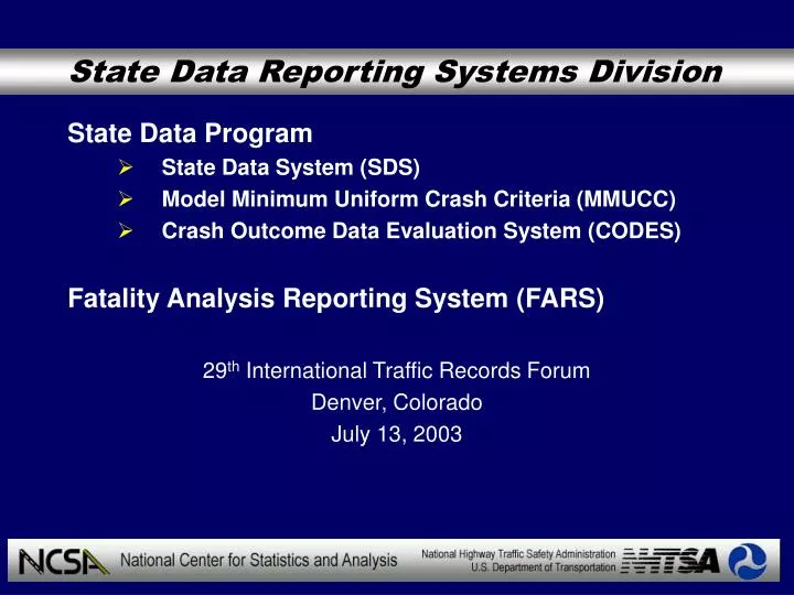 state data reporting systems division