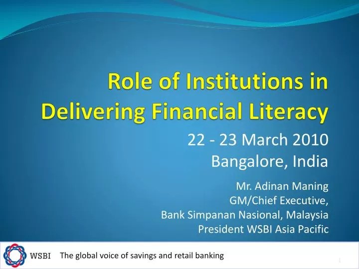 role of institutions in delivering financial literacy