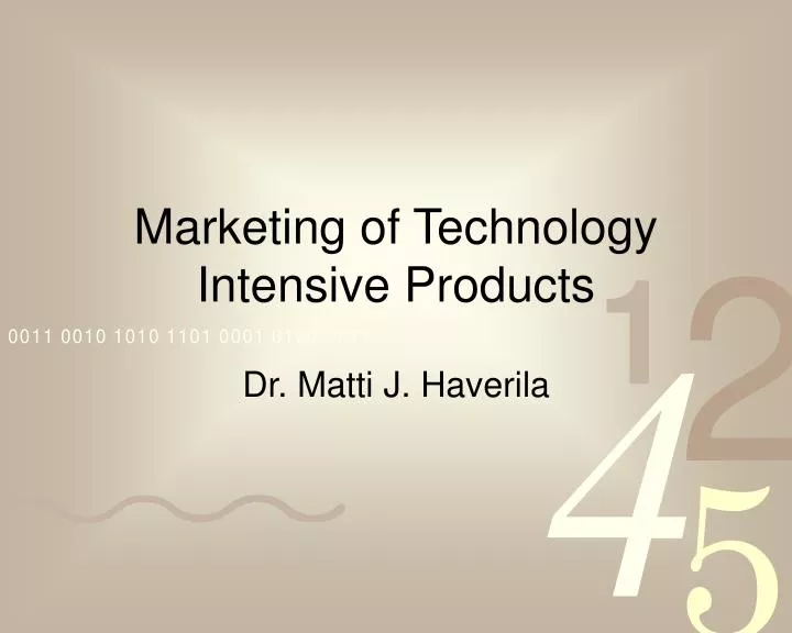 marketing of technology intensive products