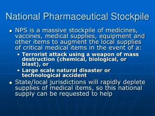 National Pharmaceutical Stockpile