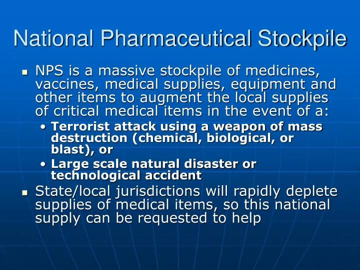 national pharmaceutical stockpile