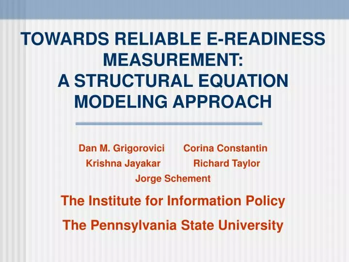 towards reliable e readiness measurement a structural equation modeling approach