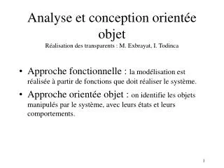 analyse et conception orient e objet r alisation des transparents m exbrayat i todinca