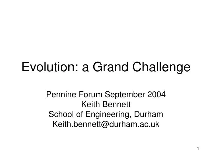 evolution a grand challenge