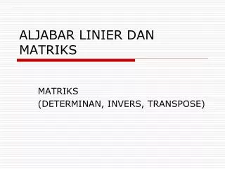 aljabar linier dan matriks