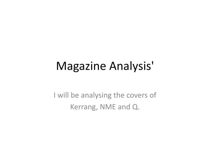 magazine analysis