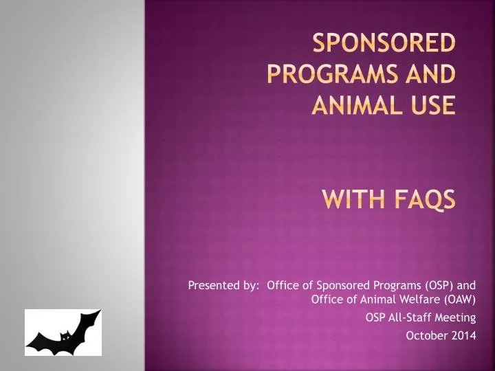 sponsored programs and animal use with faqs