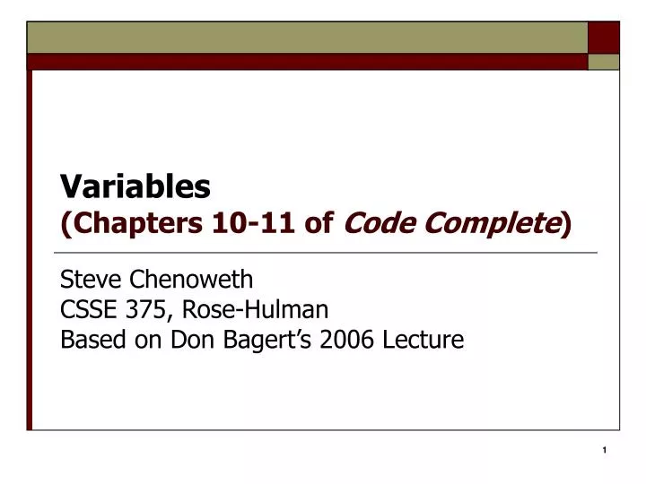 variables chapters 10 11 of code complete