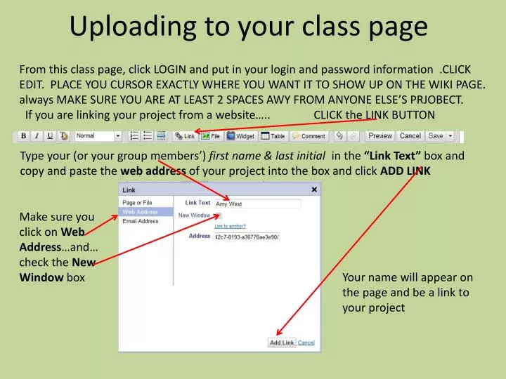 uploading to your class page