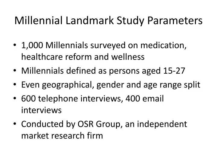 millennial landmark study parameters