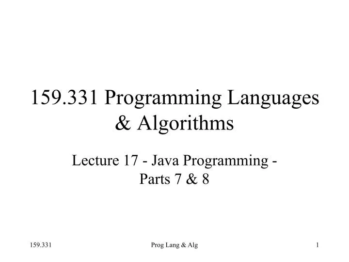 159 331 programming languages algorithms