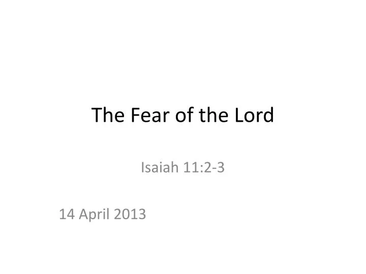 the fear of the lord