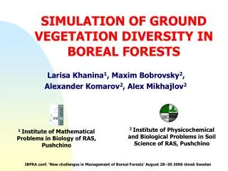 SIMULATION OF GROUND VEGETATION DIVERSITY IN BOREAL FORESTS
