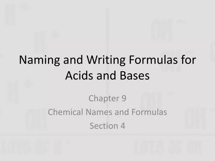 naming and writing formulas for acids and bases