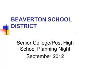 BEAVERTON SCHOOL DISTRICT
