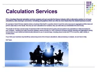 Calculation Services